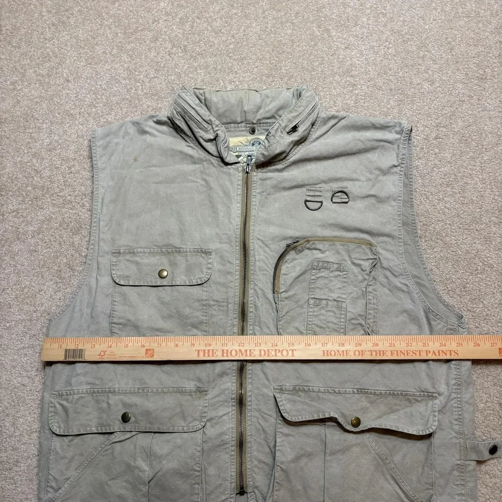 Vtg Banana Republic Safari Vest Mens XL Gray Cotton Utility Outdoor Travel 80s